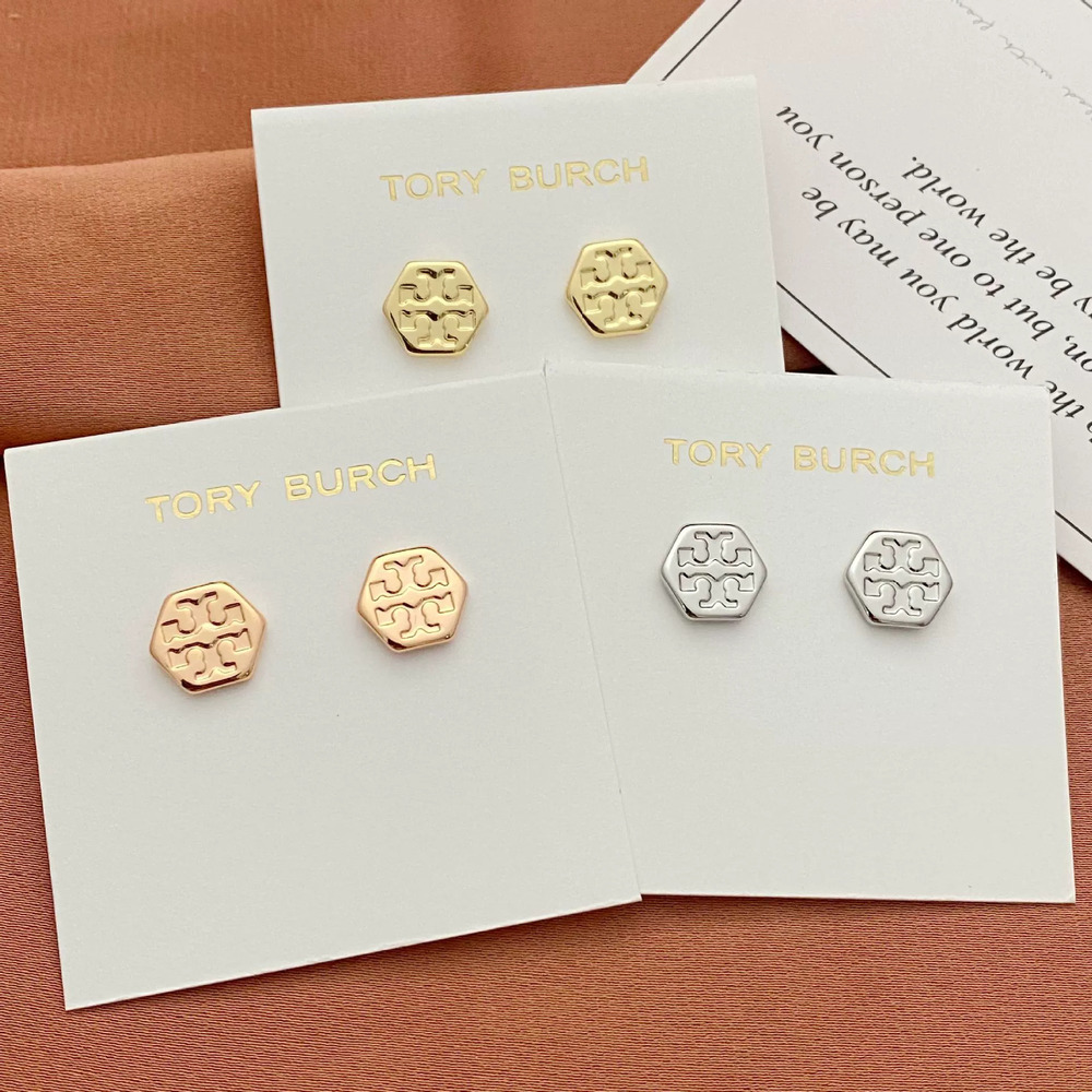 Tory Burch Hexagonal Alphabet Letter Stud Earrings